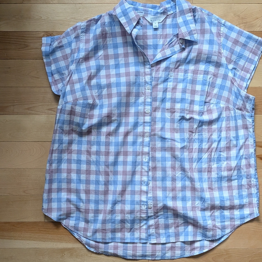 Market & Spruce Pastel Checkered Button Down Shirt